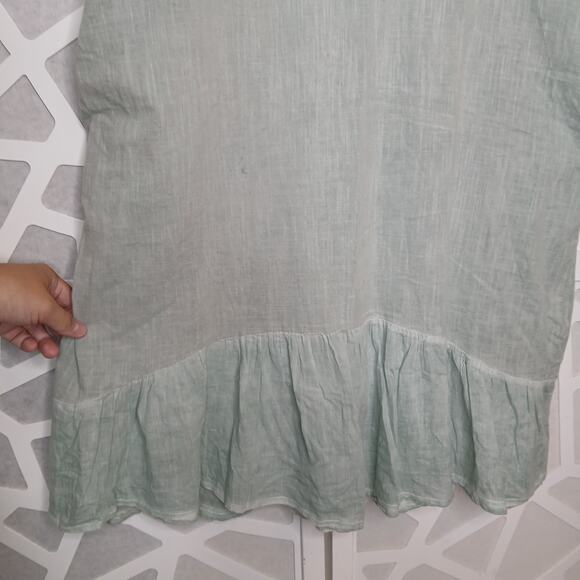 Bai Li Pastel Green Eyelet Embroidered Oversize Dress Womens L/XL Lagenlook Boho - Picture 3 of 14
